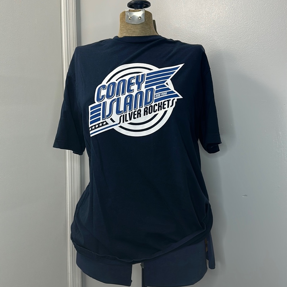Vintage Coney Island Silver Rockets New York navy blue tshirt
